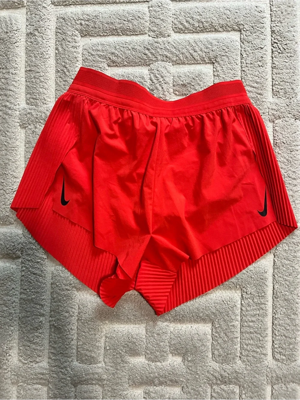 Nike Red Areoswift Running Shorts with Black Swoosh